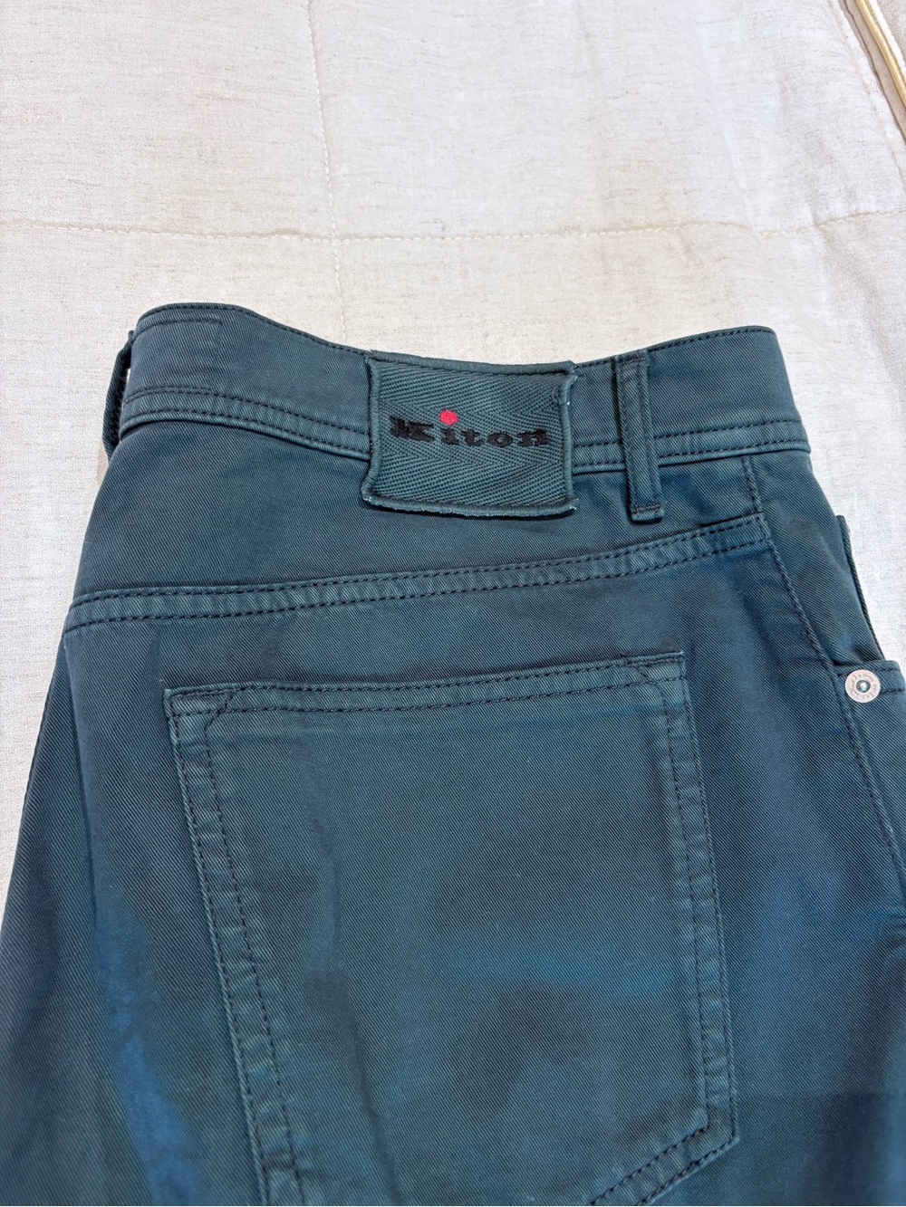 Kiton Slim-Fit Jeans in green with Back Patch Logo